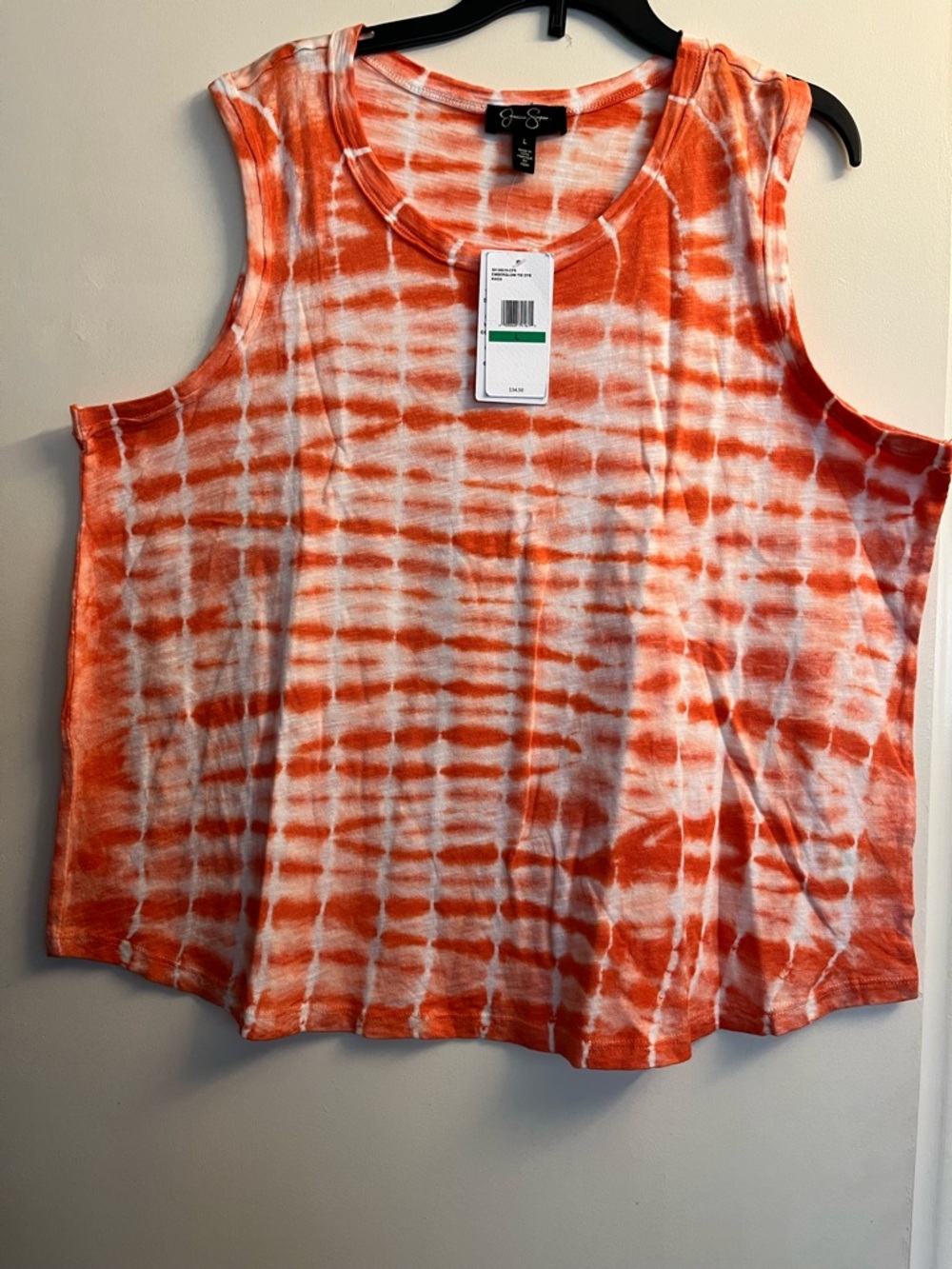 Jessica Simpson Orange & White Tie-Dye Sleeveless Tank Top